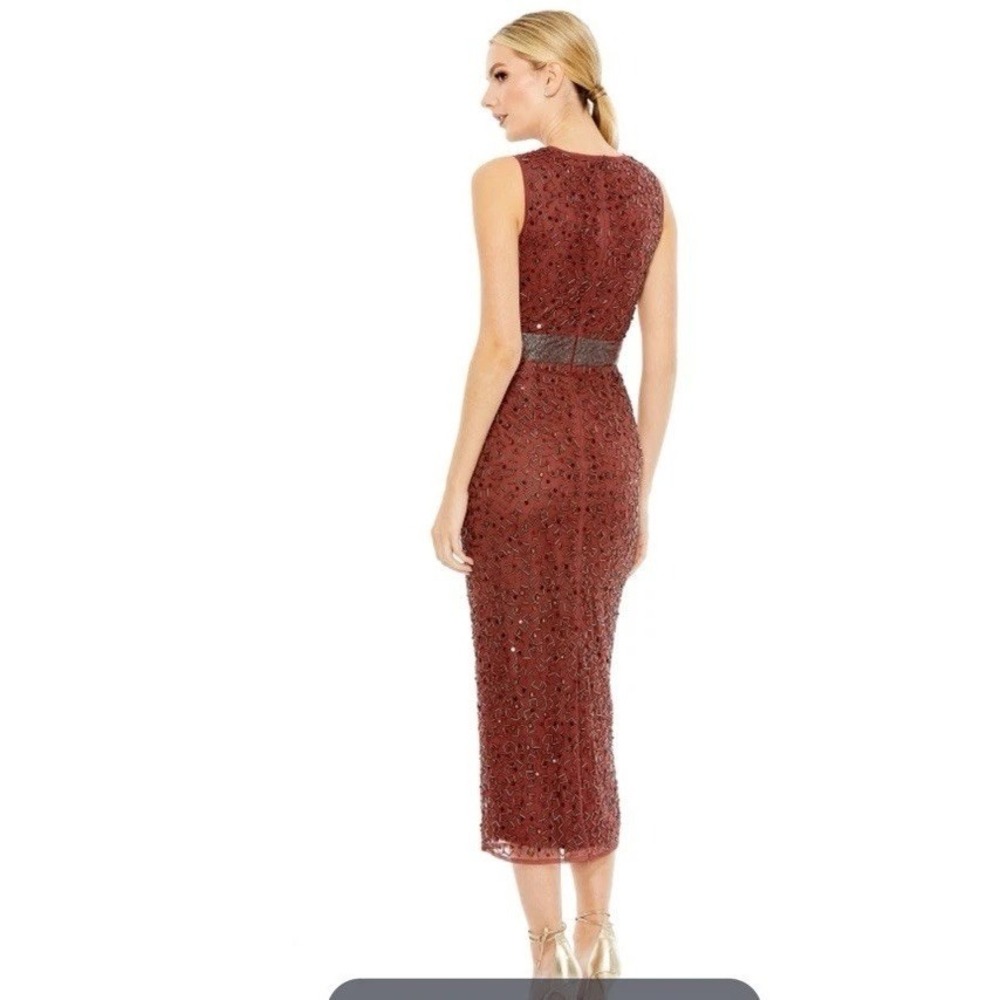 Mac Duggal Geometric Embellished Sleeveless Column Midi Dress Size 2 NWT